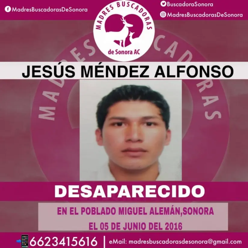 Jesús volvió con su familia después de 9 años gracias a las Madres Buscadoras en Sonora Jesús fue reportado como desaparecido en 2016 en el estado de Sonora. Imagen: Madres Buscadoras de Sonora