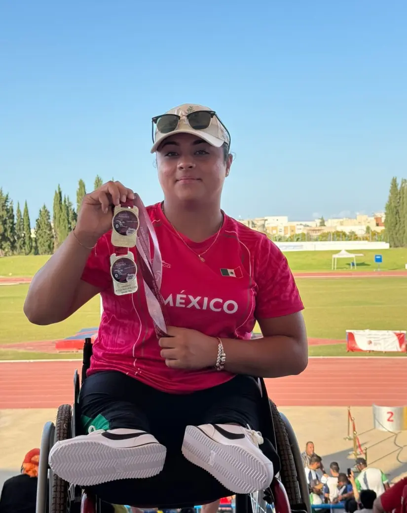 María Guadalupe Navarro se lleva la medalla de oro en lanzamiento de disco. Foto: Gobierno de México