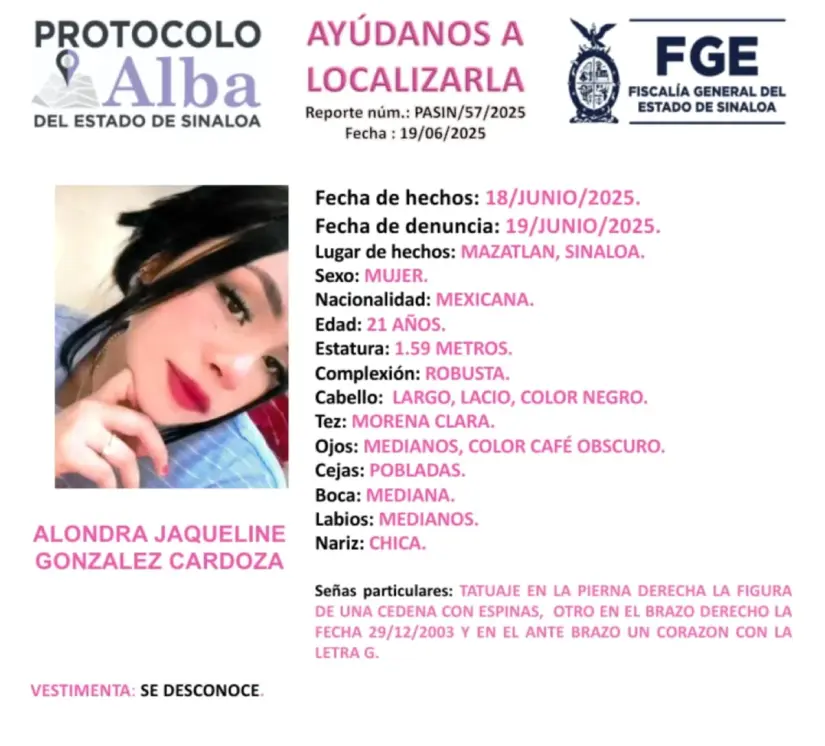 Si tienes información de su paradero, infórmalo al (667) 716-70-90 Si tienes información de su paradero, infórmalo al (667) 716-70-90.