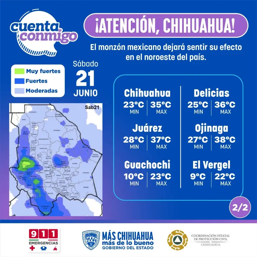 Rachas de viento y lluvias para Chihuahua. Foto: Cortesía