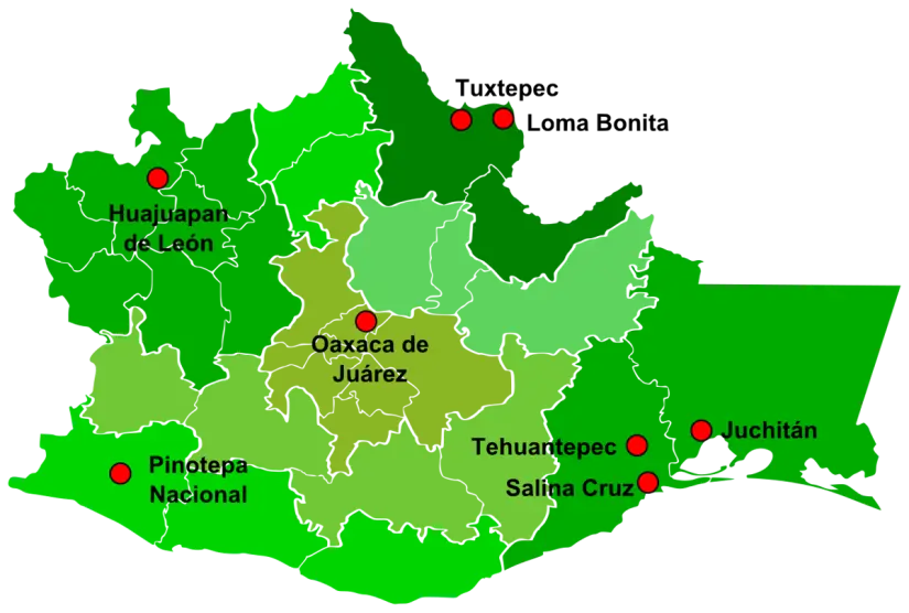 imagen recuadro Algunas ciudades con una gran población en la región de Oaxaca Foto: Wikipedia