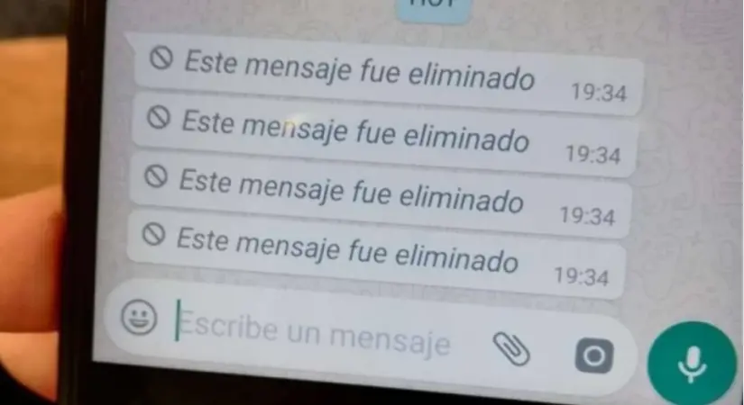 Mensajes eliminados de WhatsApp. Foto: Cortesía Mensajes eliminados de WhatsApp. Foto: Cortesía