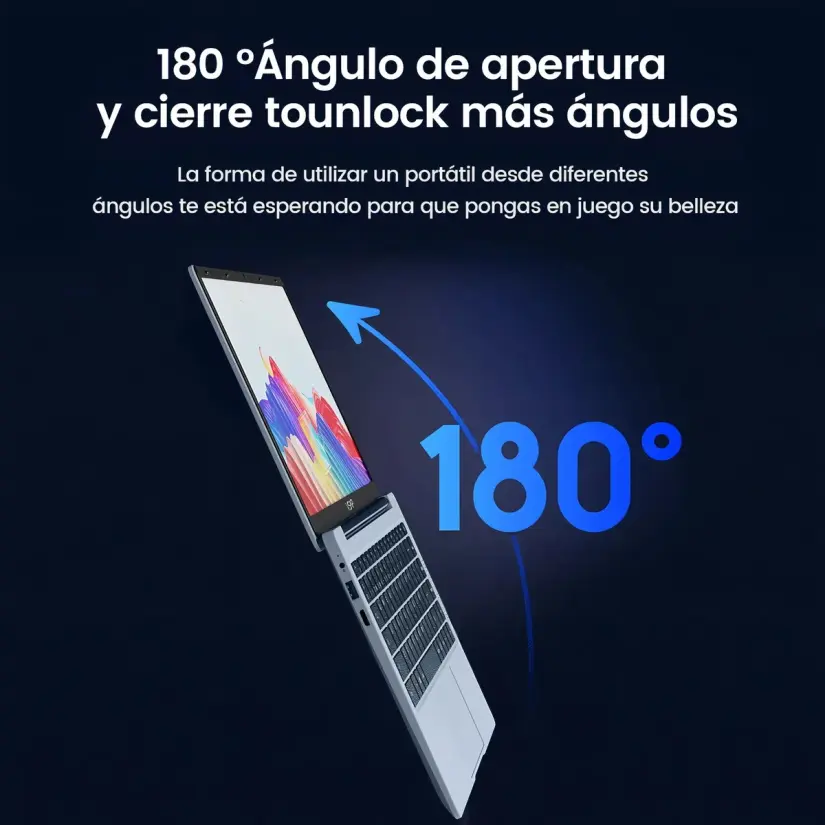 Laptops VSAP: características de gama alta a precio de gama baja Esta laptop cuenta con ángulo de apertura de 180 grados para mayor comodidad. Foto: VSAP