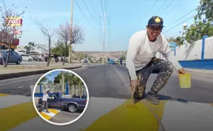 “Hasta donde tope”: Con brocha en mano y corazón firme, Ángel transforma topes en seguridad vial en Culiacán
