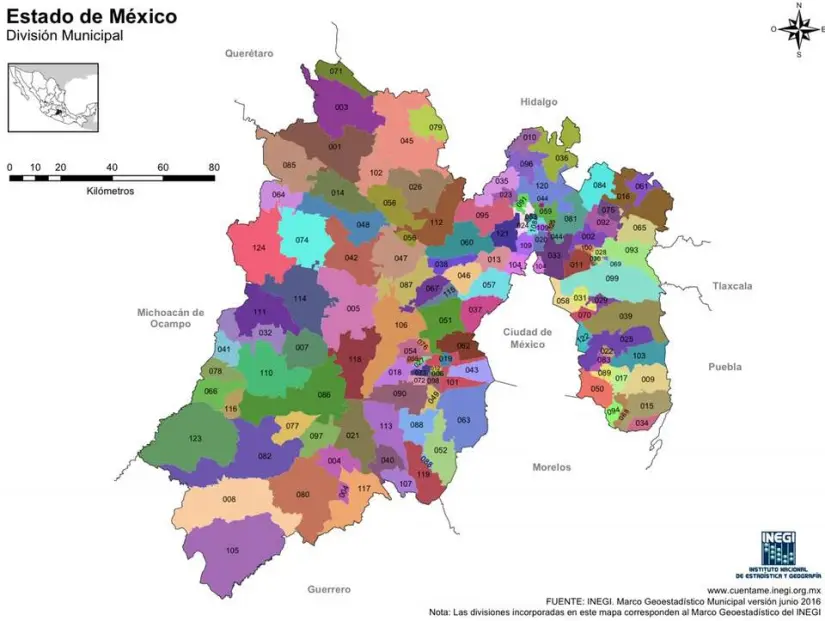 imagen recuadro División de los municipios del estado de México Foto: México Desconocido