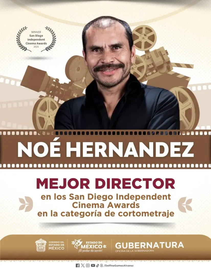 Por su excelencía detrás de cámaras, Noé Hernández fue galardonado al Mejor Director en los San Diego Independent Cinema Awards 2025. Foto: Cortesía. Por su excelencía detrás de cámaras, Noé Hernández fue galardonado al Mejor Director en los San Diego Independent Cinema Awards 2025. Foto: Cortesía.