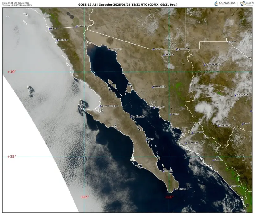 Pronóstico del clima en Baja California hoy jueves 26 de junio El calor extremo y la falta de lluvias siguen en Baja California. Foto: Conagua