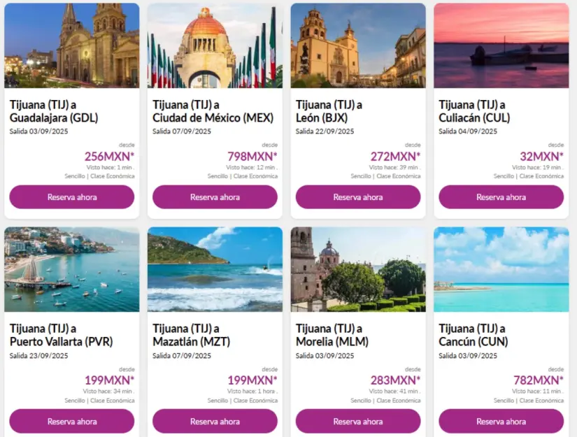 Volaris tiene vuelos desde Tijuana a precios bajos. Imagen: volaris.com