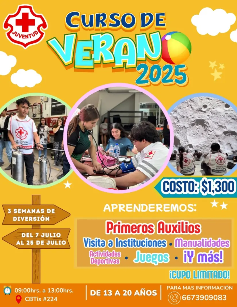 La Cruz Roja Mexicana ofrece un curso de verano 2025 para adolescentes y adultos jóvenes. Foto: cortesía La Cruz Roja Mexicana ofrece un curso de verano 2025 para adolescentes y adultos jóvenes. Foto: cortesía.