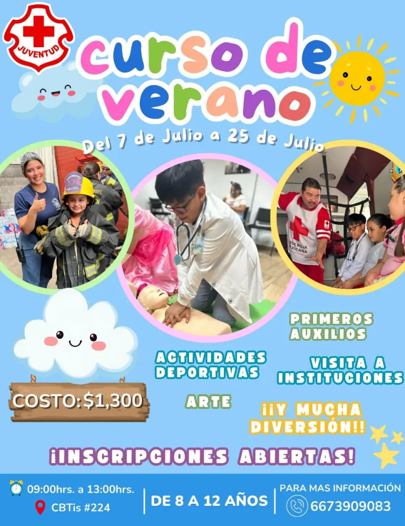 La Cruz Roja Mexicana ofrece un curso de verano 2025 para niños y niñas. Foto: cortesía La Cruz Roja Mexicana ofrece un curso de verano 2025 para niños y niñas. Foto: cortesía.