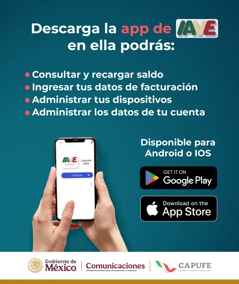 App de IAVE para recargar tu saldo para pagar las casetas en México. Foto: X @CAPUFE App de IAVE para recargar tu saldo para pagar las casetas en México. Foto: X @CAPUFE