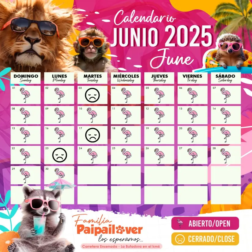 Horario de la temporada de verano del zoologico PaiPai Horario de la temporada de verano del zoologico PaiPai