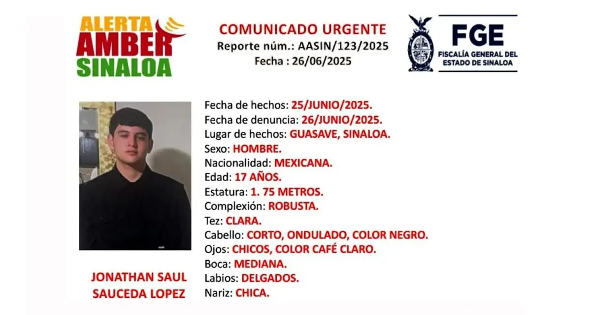 El joven de 17 años desapareció el pasado miércoles 25 de junio en Gusave, las autoridades piden compartan cualquier información sobre su paradero. Foto: cortesía