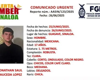 Alerta Amber en Sinaloa: Buscan a Jonathan Sauceda, joven de 17 años desaparecido en Guasave