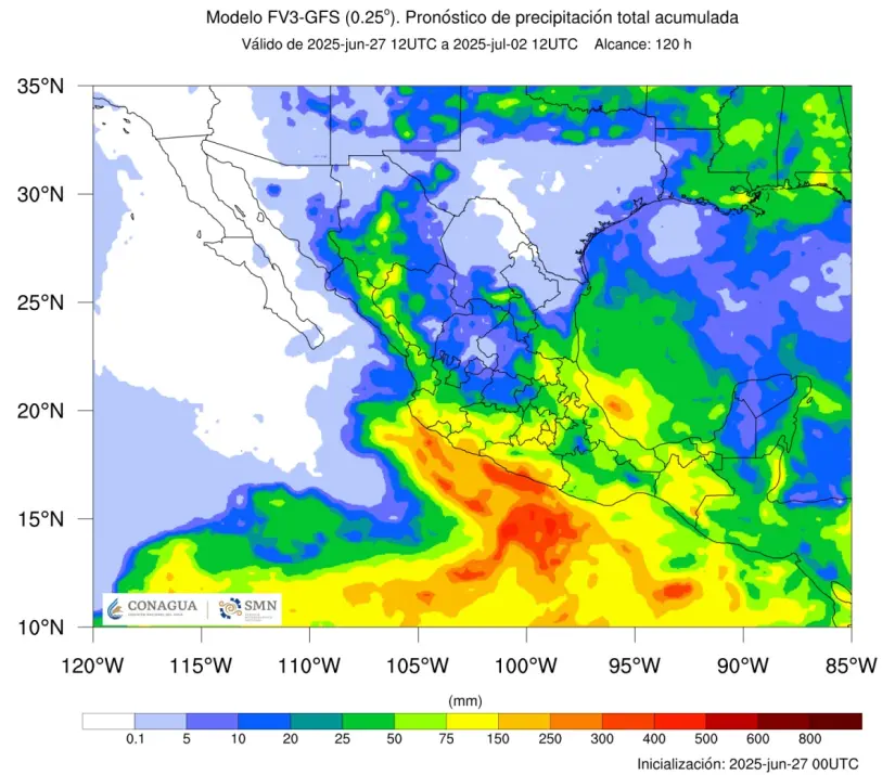 El ciclón Flossie amenaza con formarse este fin de semana: ¿qué estados afectará? Se espera que el sistema se convierta en tormenta tropical durante el lunes y martes. Imagen: Conagua