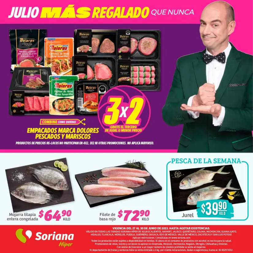 Soriana: ofertas de Fin de Semana Hiper Nacional del 27 al 30 de junio También puedes encontrar oferta en pescados y mariscos. Imagen: Soriana