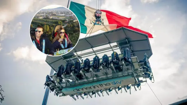 No te pierdas la oportunidad de cenar a más de 40 metros de altura con Dinner in the Sky este proximo 6 al 30 de noviembre en Tampico, Tamaulipas. Foto: Cortesía.