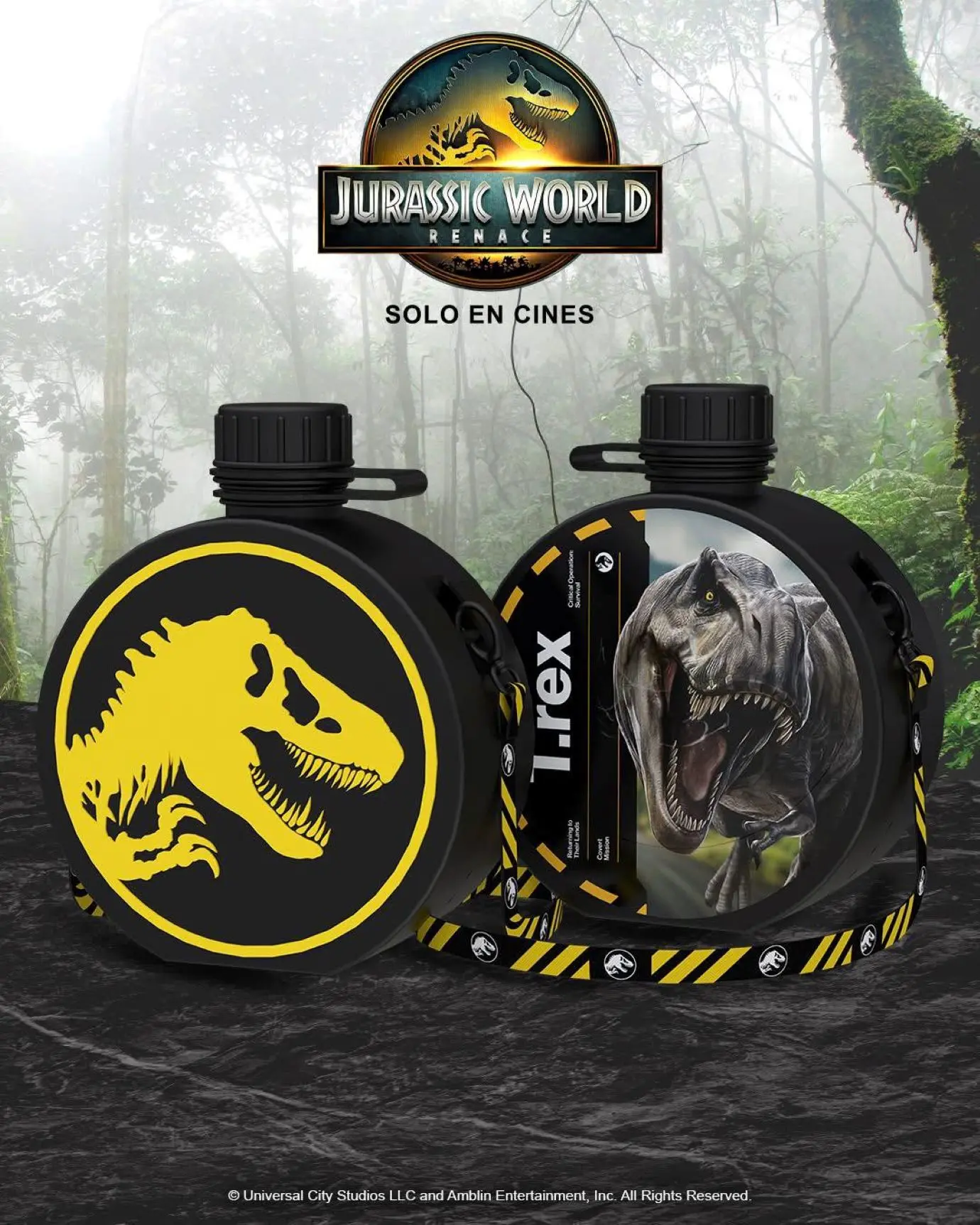 Cantimplora de Jurassic World Rebirth en Cinépolis 2025. Foto: Coleccionables de Cine y Más