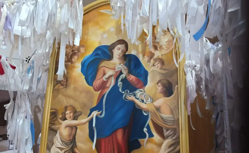 La imagen de la Virgen María desatando nudos fue hecha por  Johann Georg Melchor Schmidtner Foto: Jazmín Ramírez - El Sol del Universal