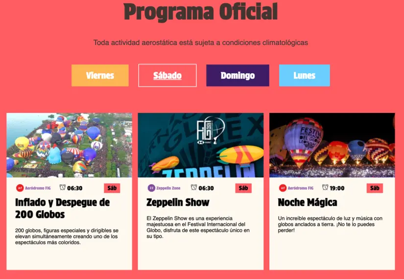 Programa oficial del FIG, día sábado. Foto: vivefig.mx.