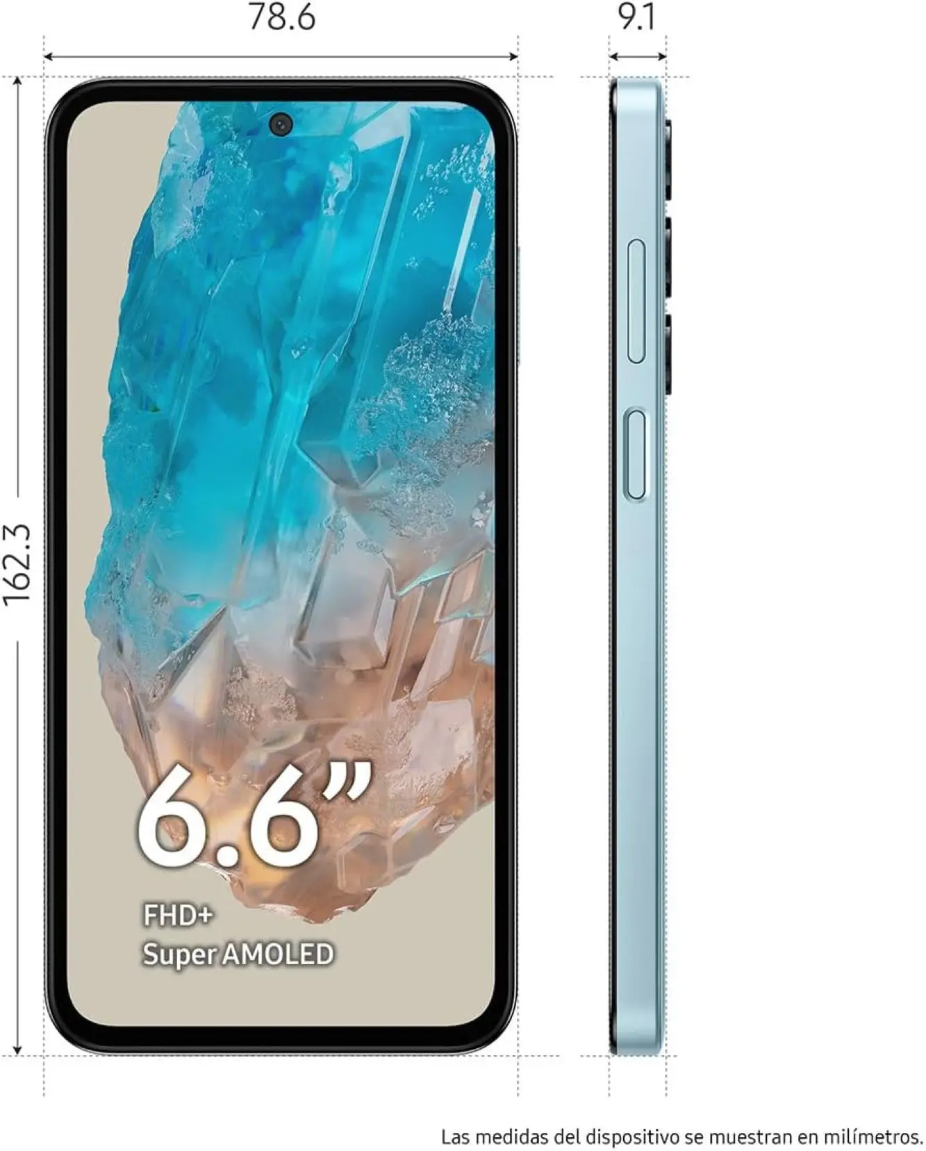 Samsung Galaxy M35 con pantalla de 6, 6 pulgadas. Foto: Cortesía