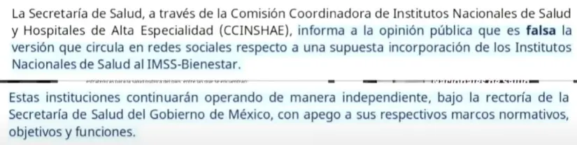 Comunicado de la Secretaría de Salud. Imagen. Mañanera del Pueblo. Comunicado de la Secretaría de Salud. Imagen. Mañanera del Pueblo.