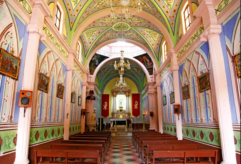 Interior de la iglesia de Guadalupe en Real de Asientos, Aguascalientes. Foto: cortesía Interior de la iglesia de Guadalupe en Real de Asientos, Aguascalientes. Foto: cortesía.