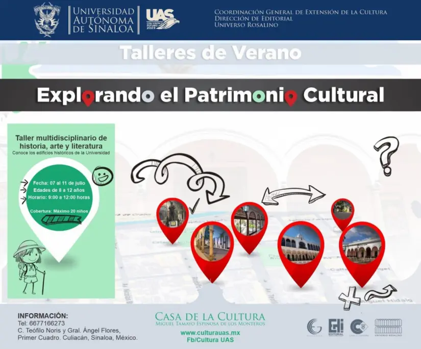 UAS invita al taller de verano En este taller los pequeños aprenderán sobre los recintos históricos de la UAS. Imagen: Cortesía