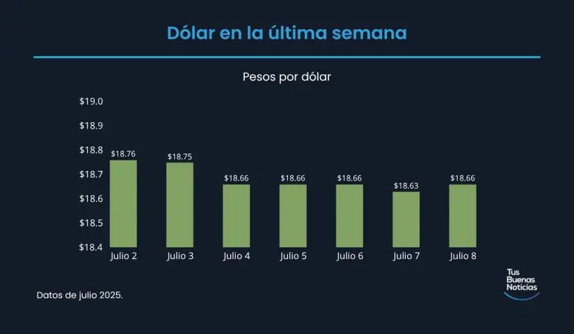 Precio del dólar en la última semana de acuerdo al DOF. Foto: TBN