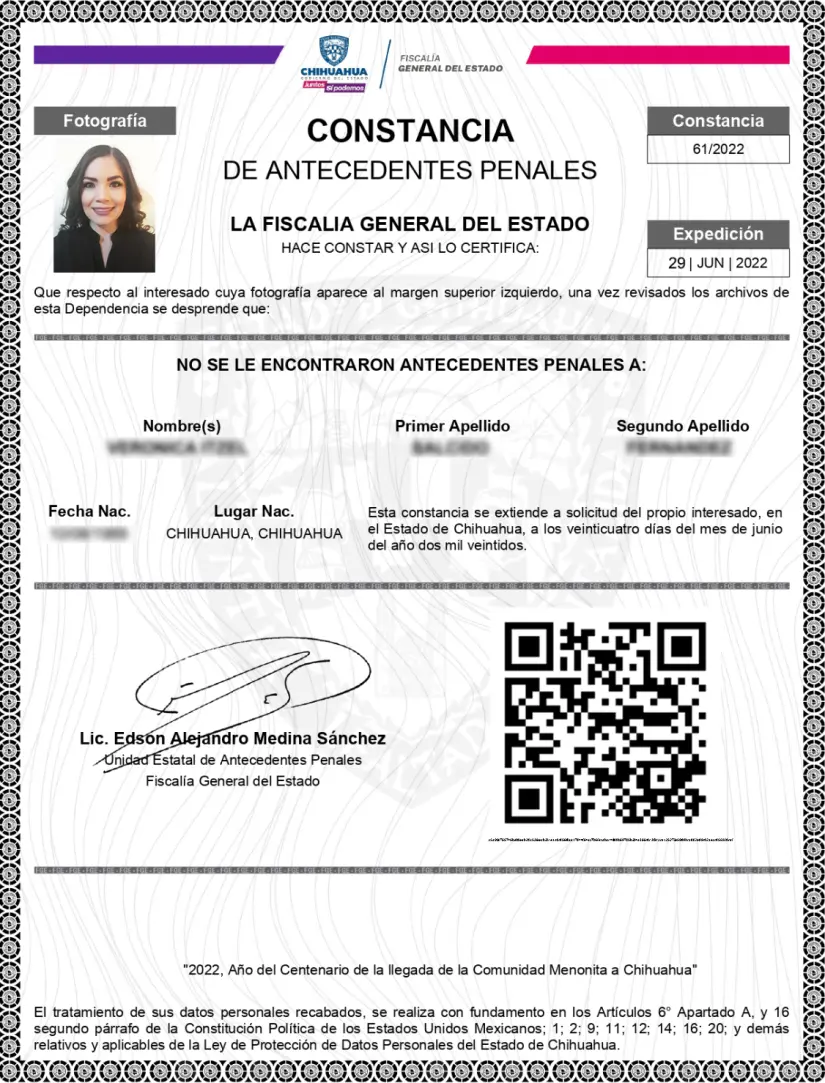 Formato de la carta de no antecedentes penales. Foto: cortesía Formato de la carta de no antecedentes penales. Foto: cortesía.