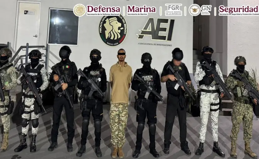 Operativos en Nuevo León dejan 9 detenidos; entre ellos 6 integrantes del Cártel del Noreste Uno de los detenidos contaba con una orden de captura de Estados Unidos. Foto: SSPC