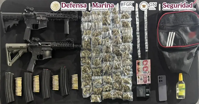Continúan los operativos de seguridad en Nuevo León Elementos decomisados. Foto: Defensa