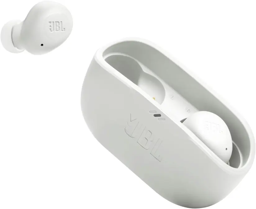 Audífonos JBL Vibe Buds con hasta 32 horas de batería con el estuche de carga. Foto: Cortesía