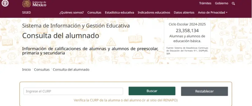 Las boletas pueden descargarse a través del portal de la SIGED. Imagen: siged.sep.gob.mx