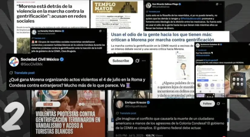 Mentiras sobre vínculo de MORENA con las protestas violentas contra la gentrificación. Imagen. Mañanera del Pueblo. Mentiras sobre vínculo de MORENA con las protestas violentas contra la gentrificación. Imagen. Mañanera del Pueblo.