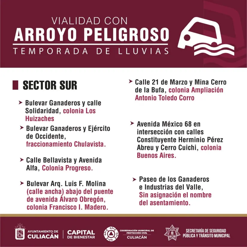 Zonas del sur de Culiacán. Foto: Gob. de Sinaloa