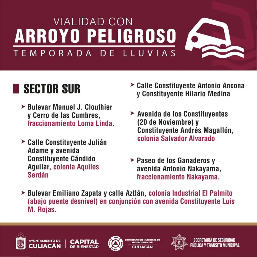 Zonas del sur. Foto: Gob. de Sinaloa