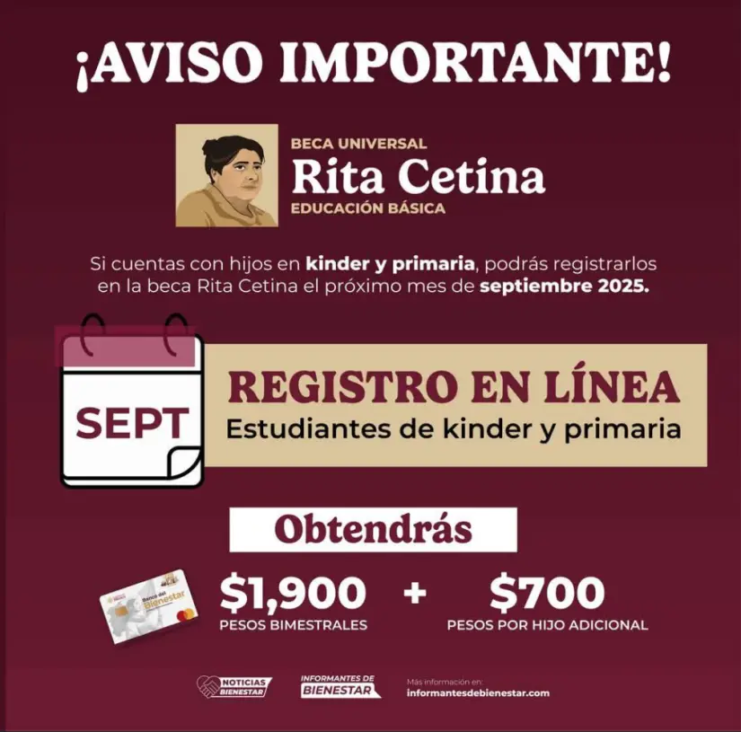 Alumnos de preescolar y primaria ya podrán acceder a la Beca Rita Cetina 2025. Foto: cortesía Alumnos de preescolar y primaria ya podrán acceder a la Beca Rita Cetina 2025. Foto: cortesía.