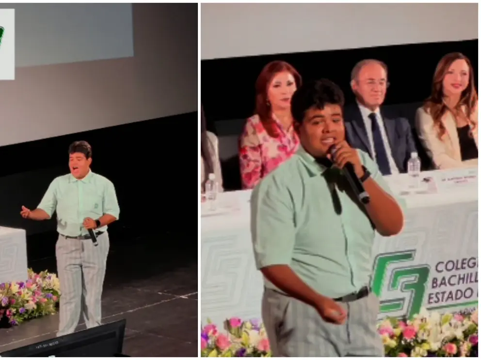 El estudiante Ángel Hernández deslumbra con su voz en ceremonia de talentos del COBAES