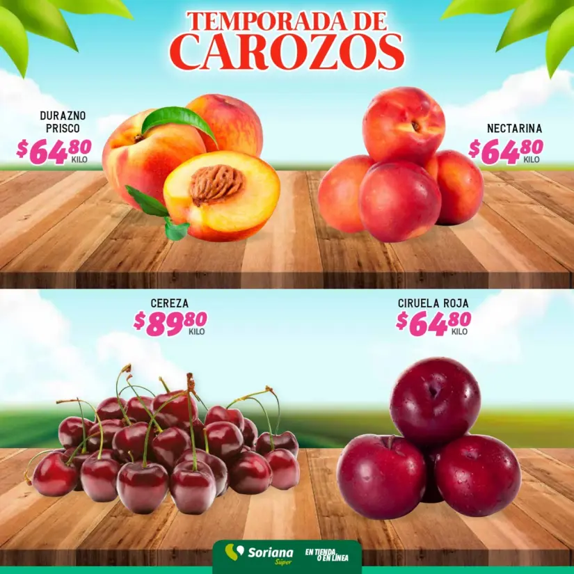 Soriana: ofertas en frutas, verduras y carnes este fin de semana Encuentra duraznos, nectarinas y más a precios bajos este fin de semana. Imagen: Soriana