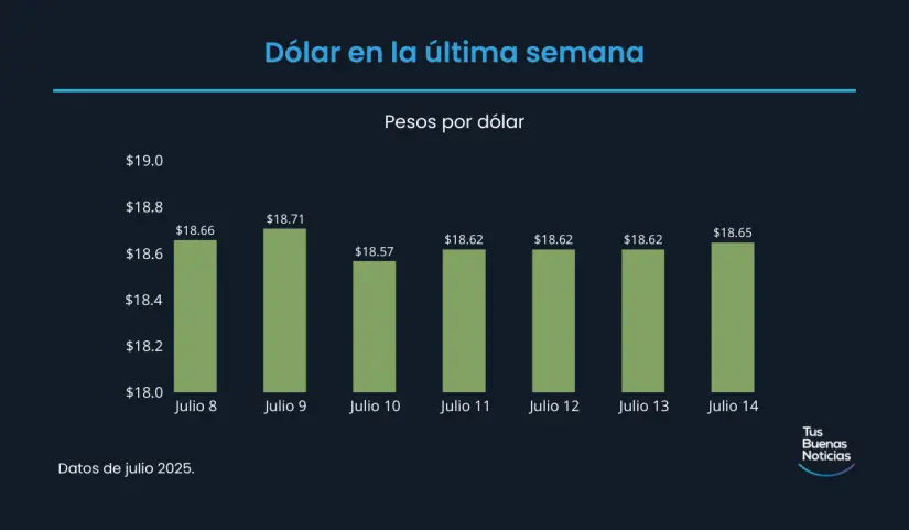 Precio del dólar en la última semana de acuerdo al DOF. Foto: TBN