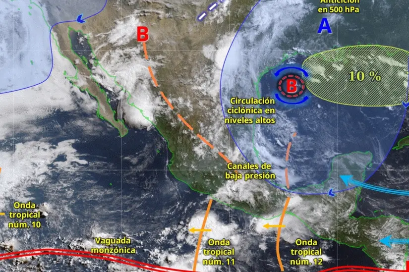 Monzón mexicano causará lluvias en Sonora, Sinaloa y Durango esta semana Se mantiene el pronóstico de lluvias por el monzón mexicano. Imagen: Conagua