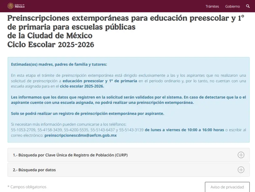 Portal oficial de preinscripciones de la AEFCM, aquí podrás realizar la preinscripción del aspirante. Foto: Cortesía. Portal oficial de preinscripciones de la AEFCM, aquí podrás realizar la preinscripción del aspirante. Foto: Cortesía.
