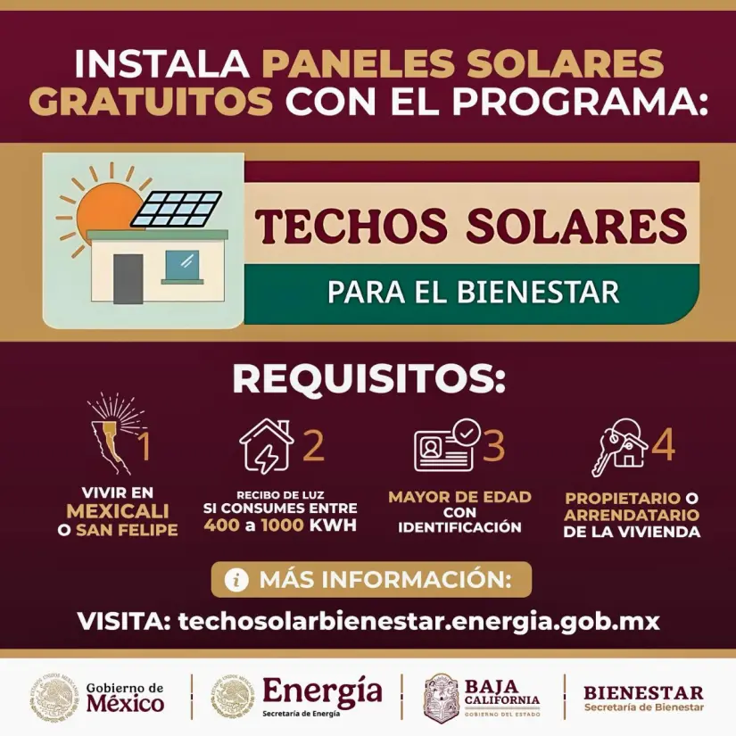 Requisitos para ser beneficiario del programa Techos Solares para el Bienestar. Foto: cortesía Requisitos para ser beneficiario del programa Techos Solares para el Bienestar. Foto: cortesía.