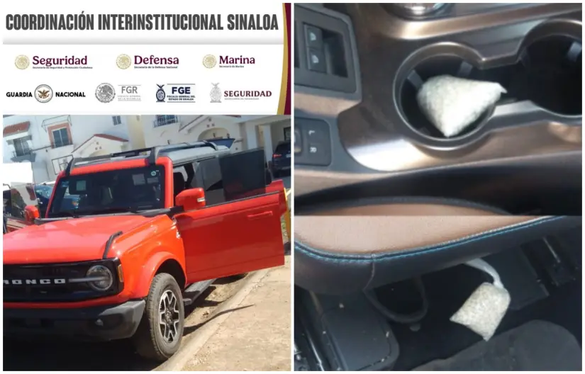 Dentro de una de las camionetas encontraron 2 mil pastillas de fentanilo. Fotos: SSPC