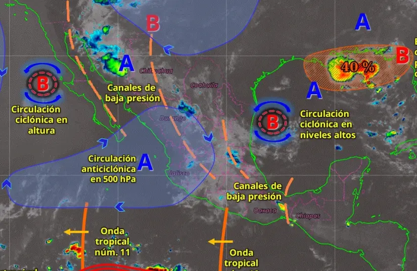 El ciclón Dexter podría formarse en las costas de México; ¿qué estados afectará? Se esperan lluvias en gran parte del país este miércoles. Imagen: Conagua