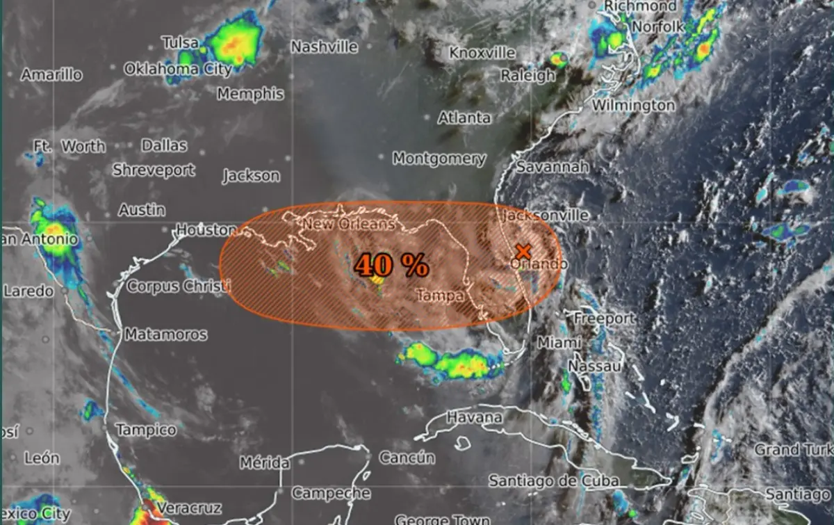 El posible ciclón Dexter se encuentra en las aguas del Atlántico. Imagen: Conagua