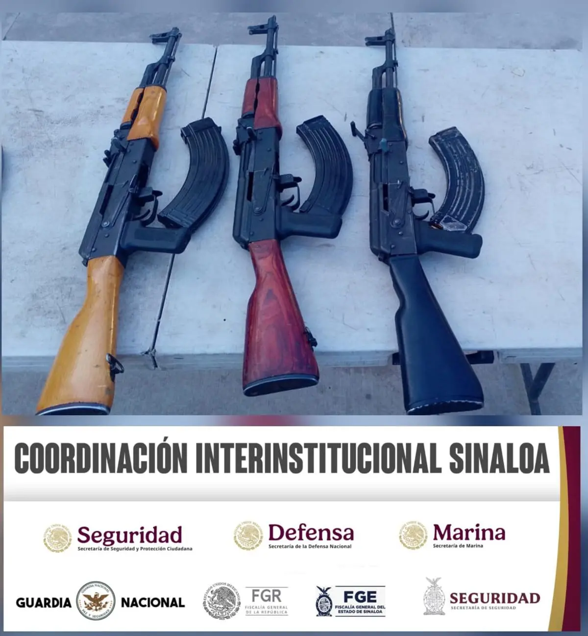 Armas decomisadas a presuntos delincuentes. Armas decomisadas a presuntos delincuentes.