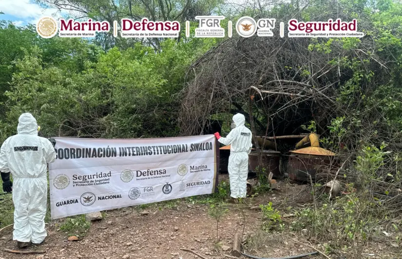 Decomiso de narcolaboratorio en Higueras de Abuya, Culiacán Decomiso de narcolaboratorio en Higueras de Abuya, Culiacán