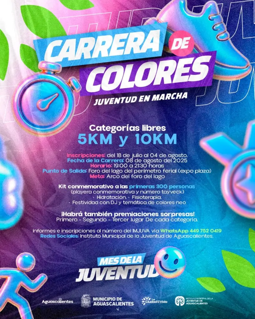 La convocatoria de la Carrera de Colores en Aguascalientes Convocatoria de la Carrera de Colores en Aguascalientes. Foto: Cortesía